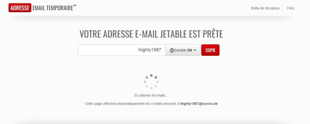 Adresse email temporaire