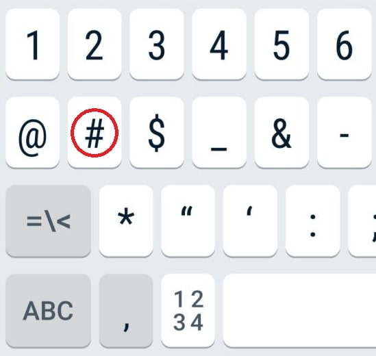 Hashtag sur un clavier
