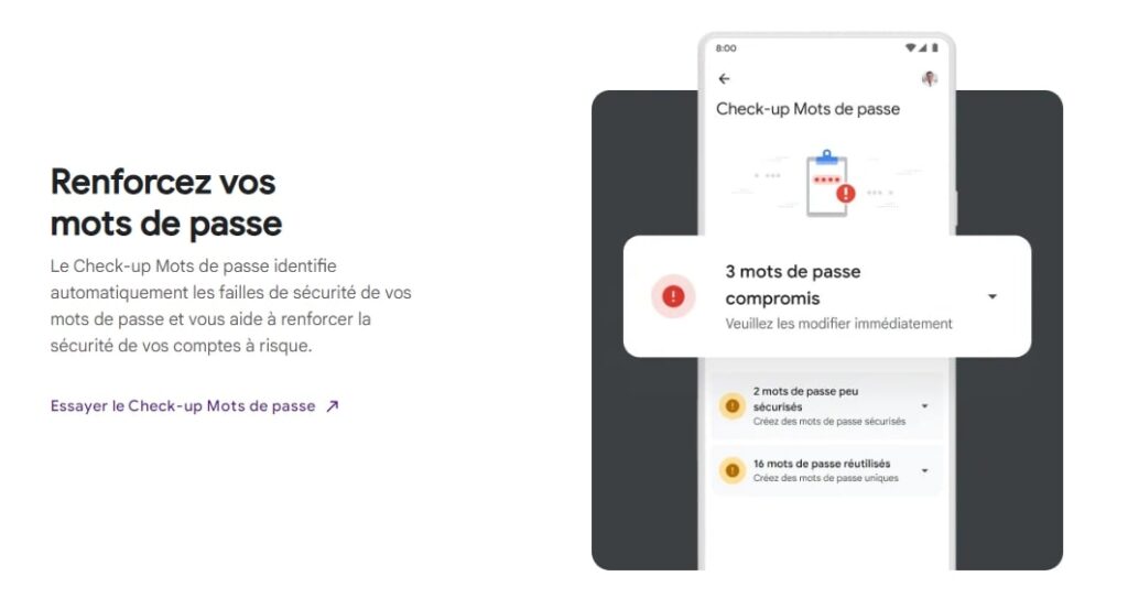 Gestionnaire de mots de passe Google