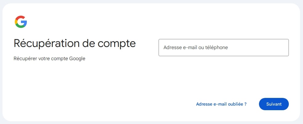 Récupération de compte Google