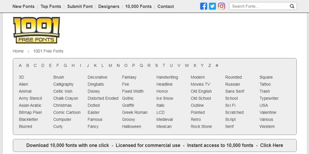 1001 Free Fonts