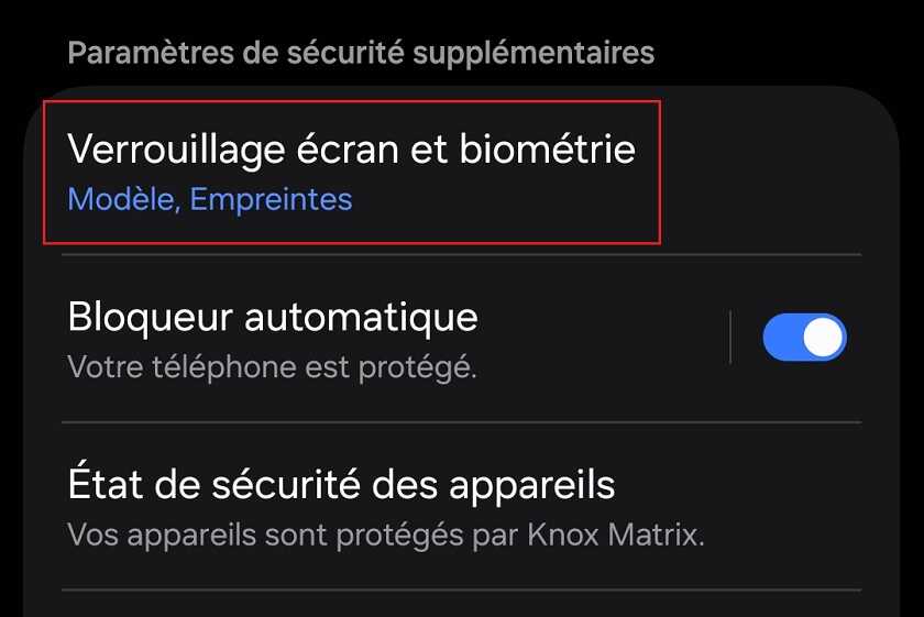 Verrouillage d’écran et biométrie