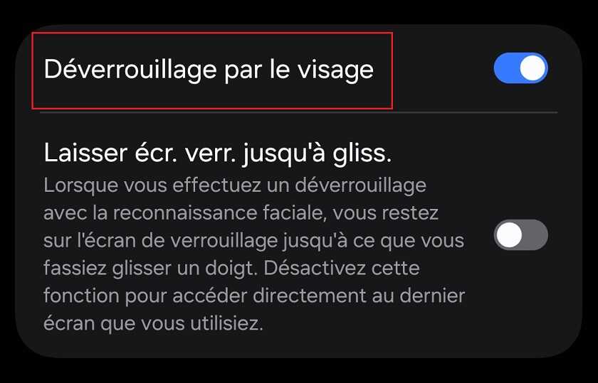 Déverrouillage par visage