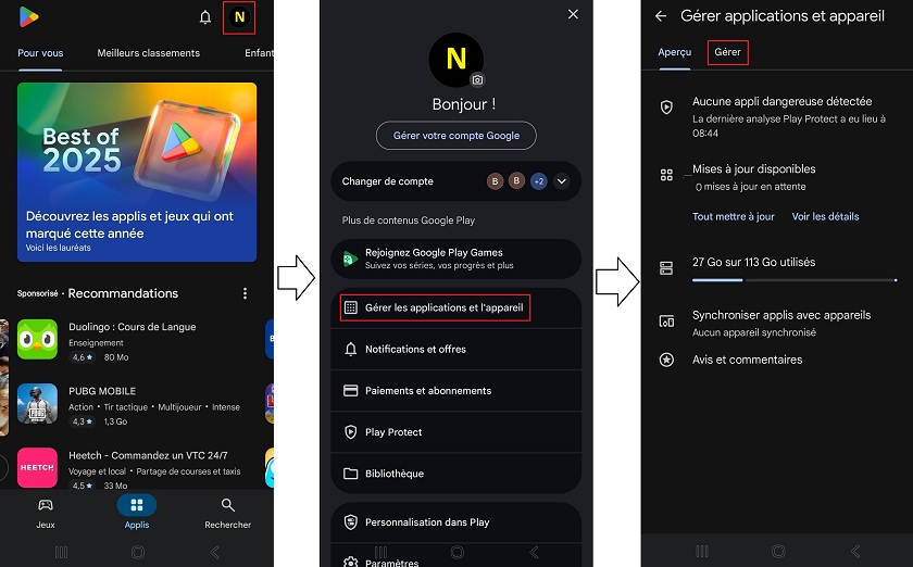 Où se trouve l’historique des applications téléchargées sur Android