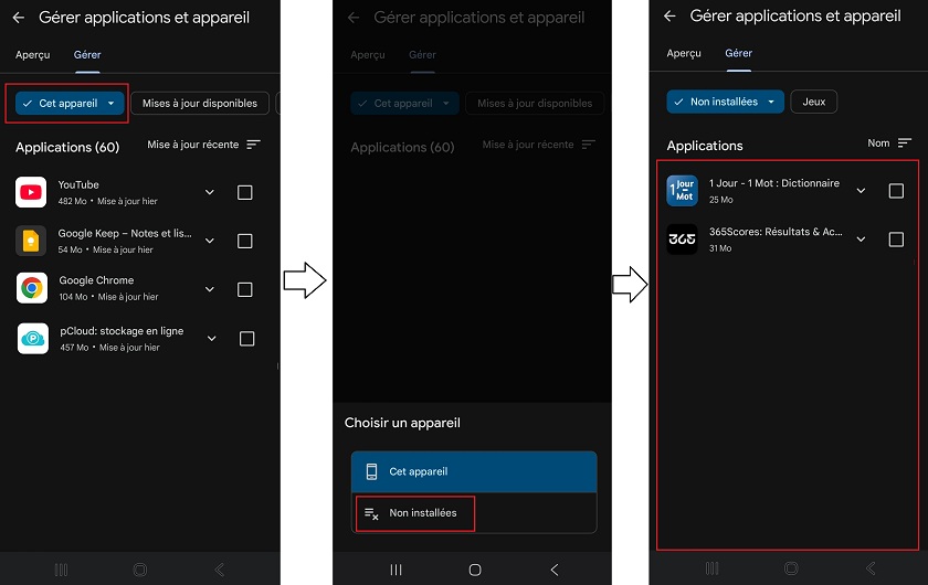 Applications Non installées