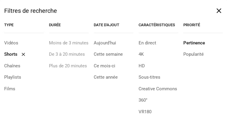 recherche sur YouTube