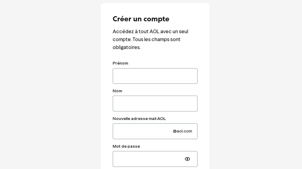 Créer un compte AOL Mail