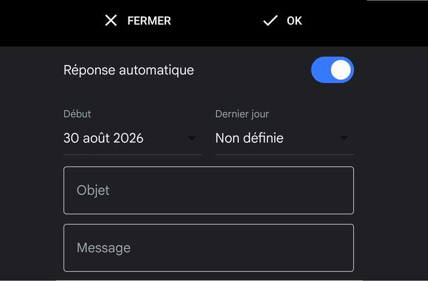 Configurer une réponse automatique d’absence