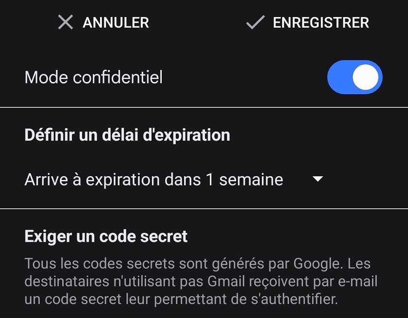 Envoyer un mail en mode confidentiel