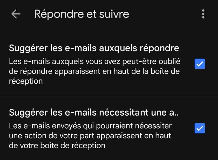 Désactiver les rappels de suivi