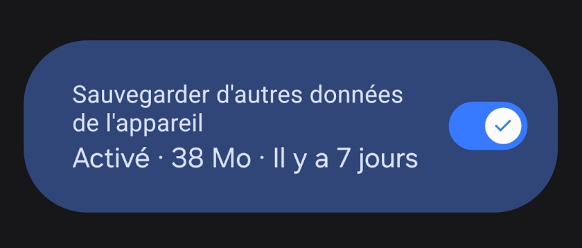 Sauvegarder les autres données de l'appareil