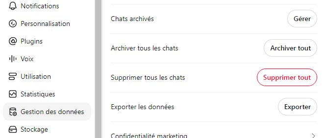 Supprimer toutes vos conversations depuis un ordinateur