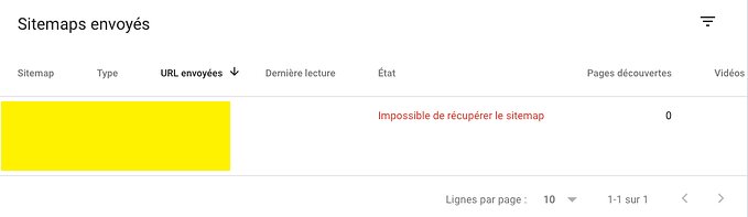Capture de Google search console
