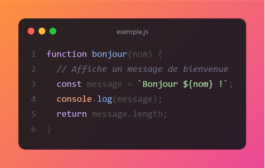Exemple de code en image