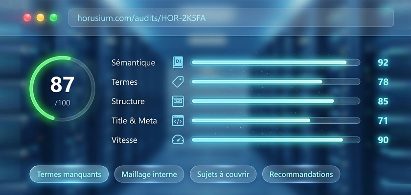 Horusium : un outil SEO qui compare votre page au top 10 Google